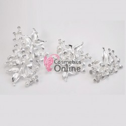 Tiara Ti069G Argintie pentru mirese cu cristale si perle albe